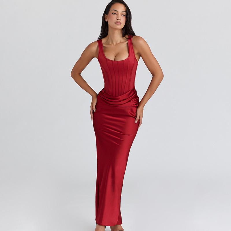 European & American Women's Spring Spaghetti Strap Backless Corset Dress