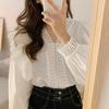Korean-French Lace V-Neck Ruffle Puff Sleeve Blouse