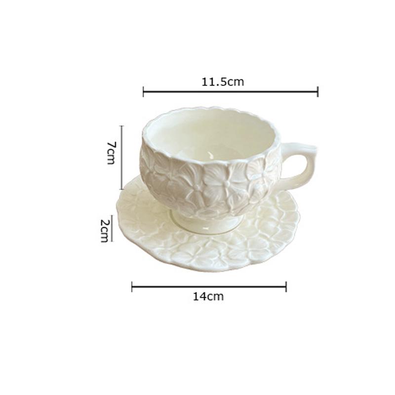 

Embossed Ceramic Mug Coffee Shop Coffee Cup saucer Set Office Afternoon Tea Cup Household Breakfast Milk Cups Water Kettle Set