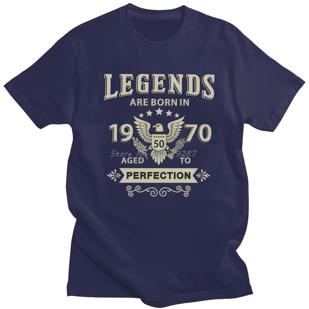 Vintage Legends Are Born in 1970 T Shirt Men's Short Rukáv Bavlněné Tričko Age To Perfection Tshirt 50 Years Birthday Gift Tričko