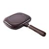 HAPPYCOOKER Gourmet Pan Double-Sided Frying Pan 26cm Brown, IH and Gas Compatible Grill Pan with 2 Silicone Gaskets