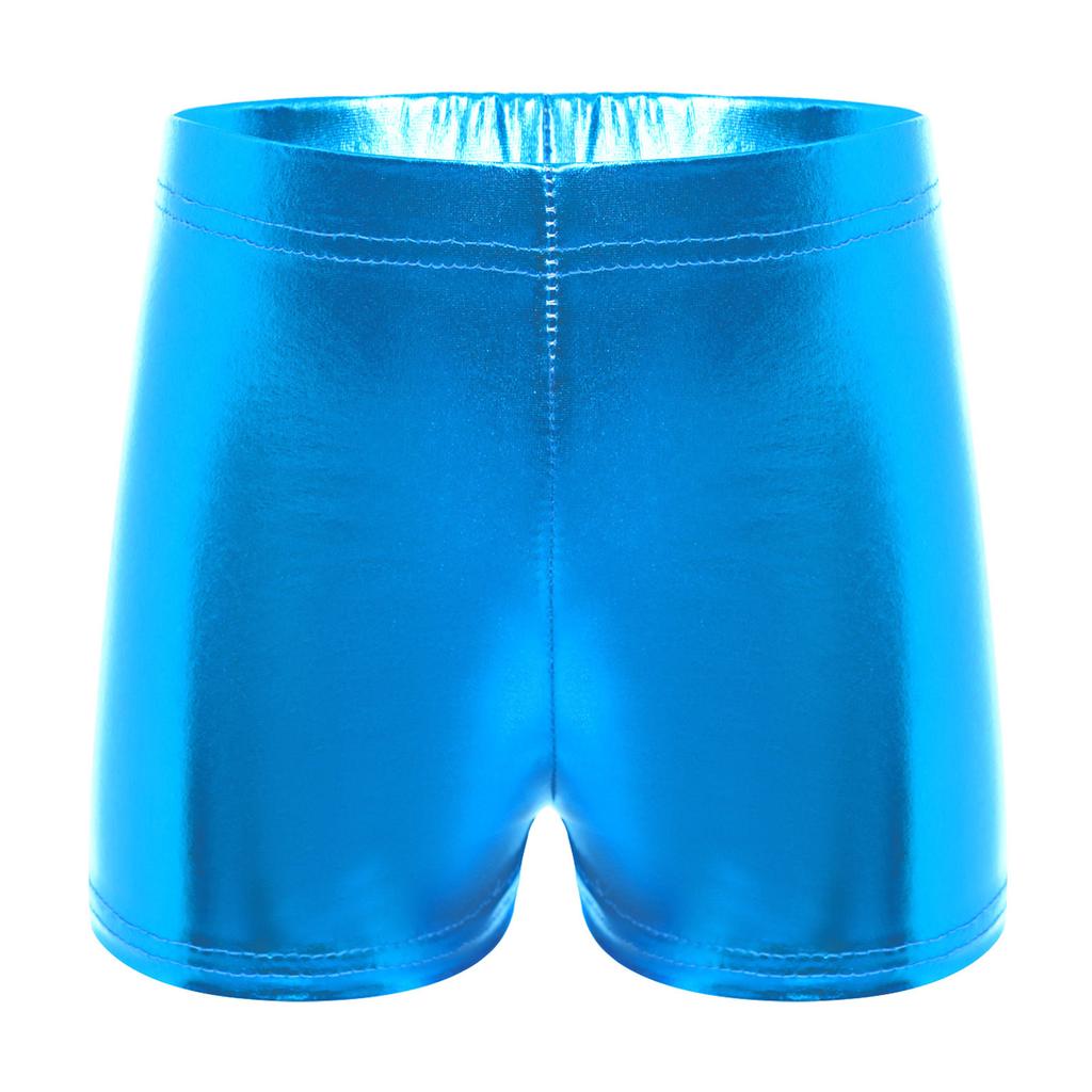 Shorts de Danse Jazz Unisexe Finition Métallique Brillante Ceinture Élastique Style Boxer Costume de Performance pour Enfants