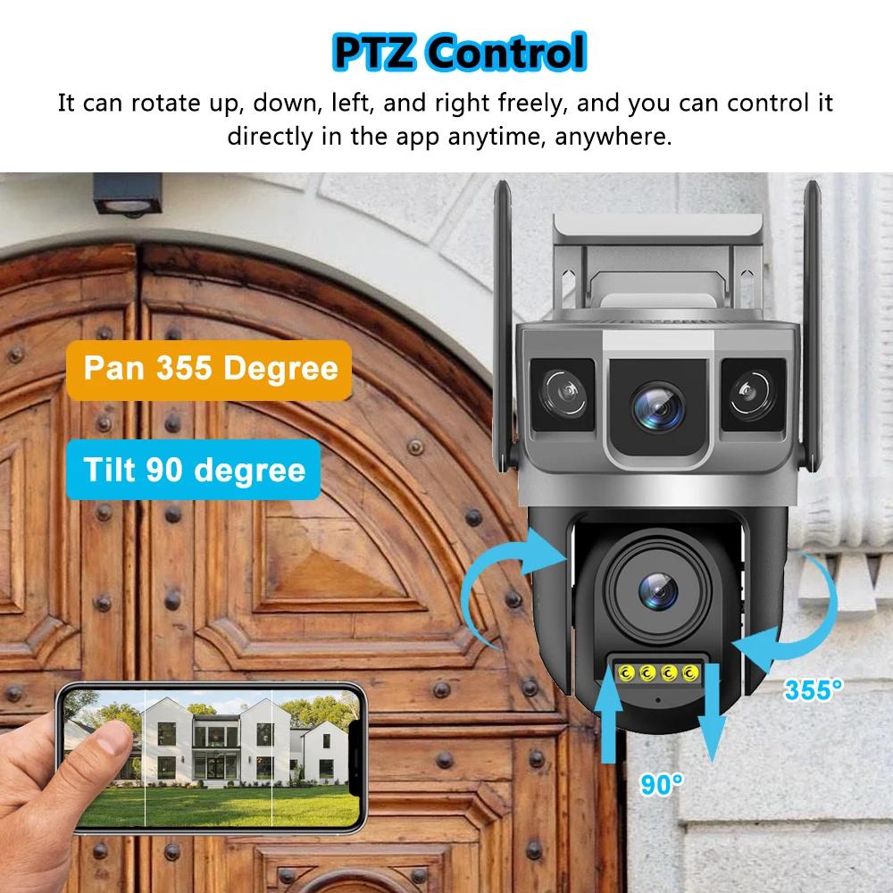 LS VISION 12MP 6K Three Screens 4G IP Camera Wireless Outdoor WiFi Dual Lens HD PTZ Control PIR Human Detection Night Vision Security CCTV