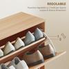 Slim Shoe Cabinet for 24 Pairs, 4 Drop-Down Doors, Adjustable Shelves, 120x24x81cm, Wood
