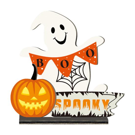 Cute Ghost Wooden Table Sign, Rustic Halloween Tiered Tray Centerpiece, Small White Ghost Sign for Party, Home, Shelf Decor