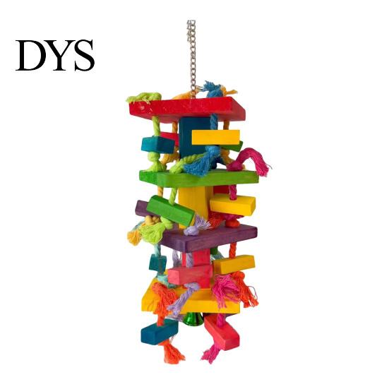 Papageien-Beschäftigungsspielzeug zum Kauen für Aras, Graupapageien, Buntes Holzblock-Puzzle mit Baumwoll-Quasten zum Kauen, Hängende Interaktive Aktivität