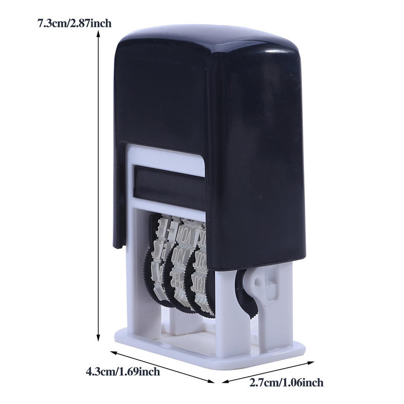 Black/Red/Blue 4mm Roller Stamp Adjustable Date Press-back Ink Automatic Ink Out Seal With English Date Solid Color