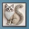 Katze Spezielle Form DIY Teilbohrer Diamantpunkte Bilder für Erwachsene Anfänger Heimdeko Kristall Diamant Kunst 11,81x11,81 Zoll