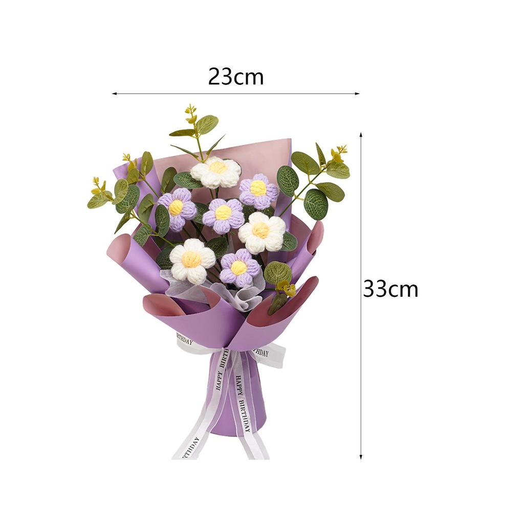 Crochet Flower Bouquet Already Made Mother's Day Decoration Woven Bouquet for Gift Thanksgiving Anniversary Mother's Day Desktop