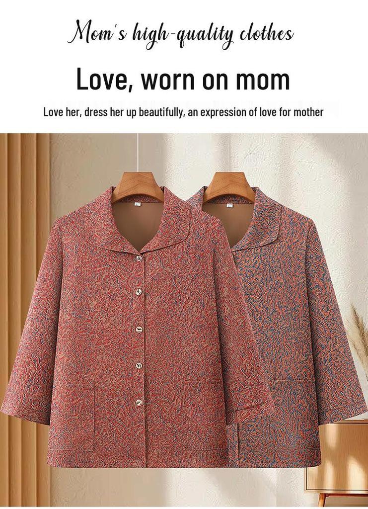 Grandma's Spring Floral Shirt & Autumn Lapel Jacket - Stylish Cardigan for Middle-Aged & Elderly Women