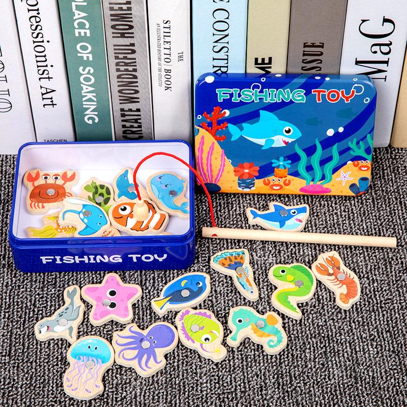 Magnetic Wooden Ocean Fishing Game for Kids - Educational Fun for Boys and Girls