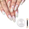 Magic White Pearl Chrome Nail Powder Solid Glitter Fairy Shell Nails Art Powder Holographic Ice Transparent Aurora Moonlight Manicure Pigment with
