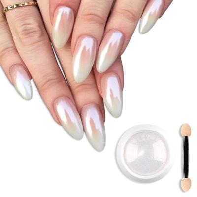 Magic White Pearl Chrome Nail Powder Solid Glitter Fairy Shell Nails Art Powder Holographic Ice Transparent Aurora Moonlight Manicure Pigment with