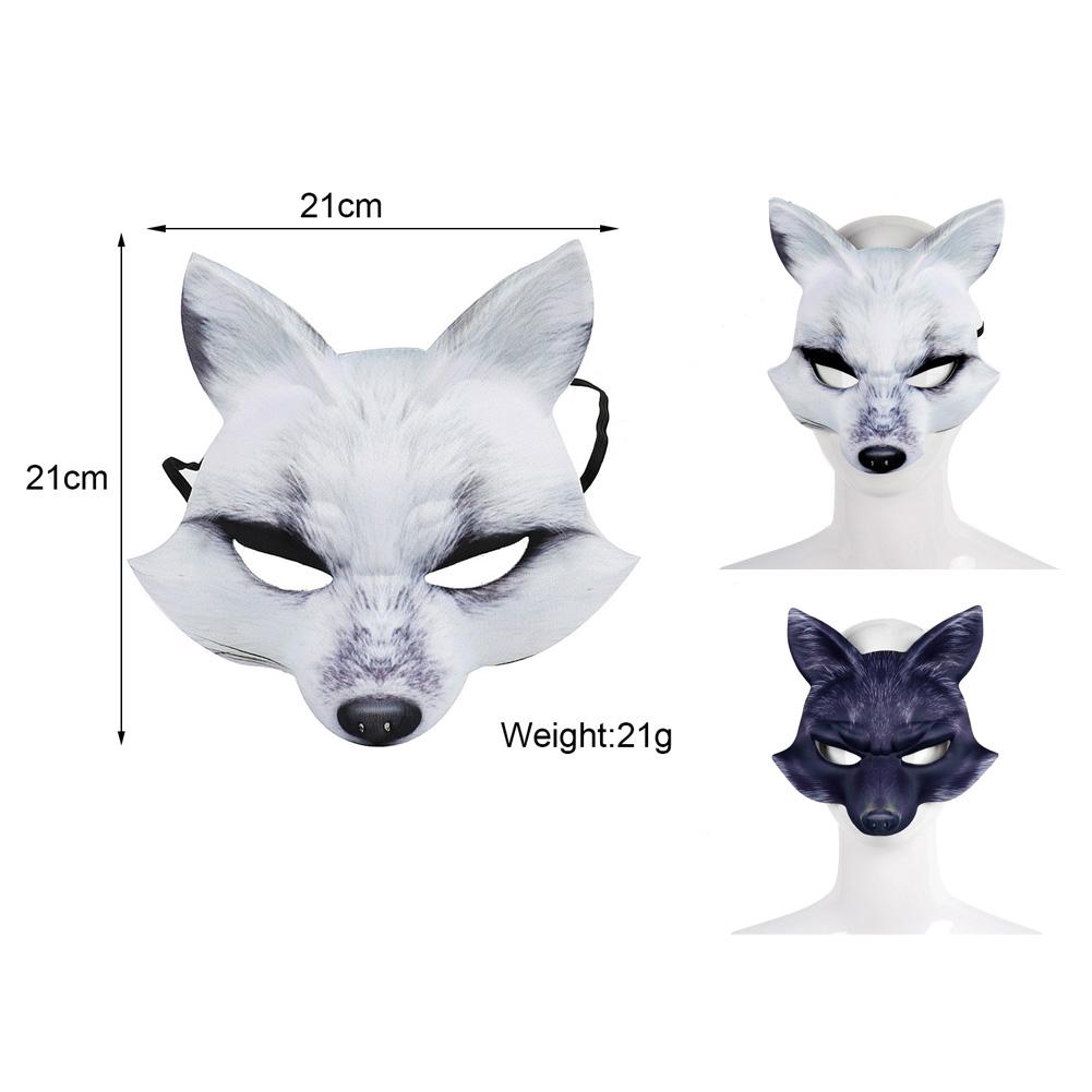 Halloween Party Unique Adult Party Masquerade Half Face 3D Fox Realistic Animal Mask