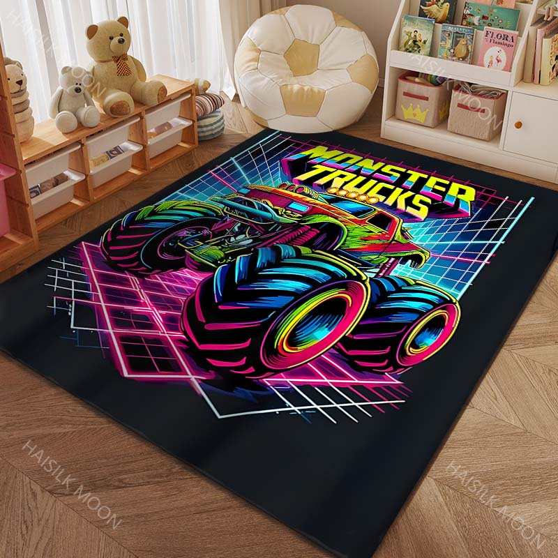 Große Räder Monster Truck 4X4 Muster Teppich Teppiche für Schlafzimmer Wohnzimmer Matte Kreative Fußmatte Ankleidezimmer Teppiche Luxuriöse Geschenke