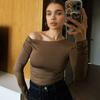 Fashion New Pleated Long Sleeve Slim Fit Sexy Rompers Women Jumpsuits Solid Elegant Base Bodysuits for Women Casual Skew Collar Ladies Jumpsuit 26162