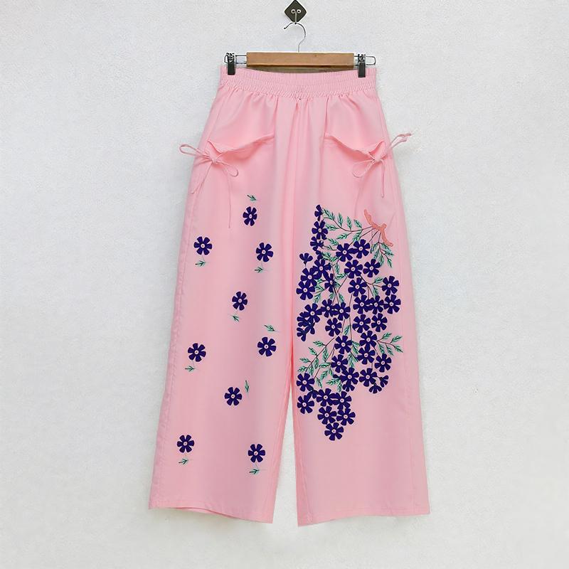 

ZANZEA Women Loose Casual Summer Floral Cropped Pants 5XL рожевий