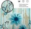 Teal Rustic Floral Shower Curtain, Retro Turquoise Flower And Butterfly Farm Wooden Decor For Bathroom, Blue Wild Daisy Flower