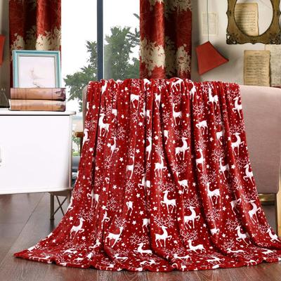 Winter Christmas Blanket Snowflake Elk Printed Thickened Plush Machine Washable Office Nap