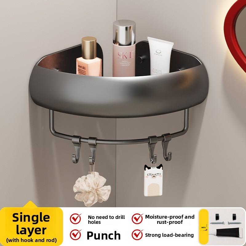 Bathroom Wall Storage Shelf With No Holes Required Design For Home Organization
