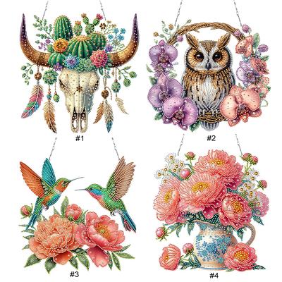 Acrylic 2D Flat DIY Special Shape Hanging Diamond Art Kits Rhinestone Diamond Art Window Pendants DIY Home Decor Hanging Charm