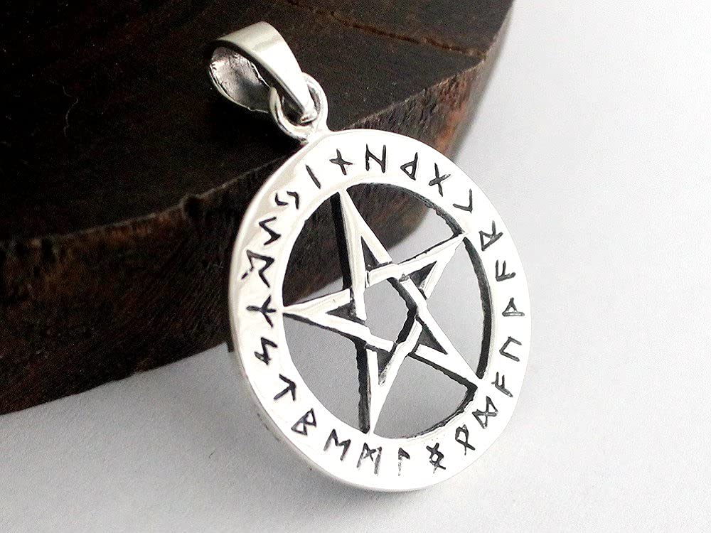Pentagram Star Pendant Top, Sterling Silver 925, Amulet