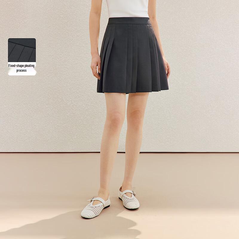 

INMAN Women s Academy Style Retro Pleated A-Line Skirt L