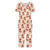 Women's Christmas Print Two Piece Athletic Outfit Short Sleeve Top and Casual Pants
