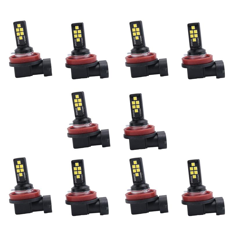 

10Pcs Car Highlight Fog Light H8/H11 3030 12Smd Cold White Decoding Flash Led Anti-Fog Lamp