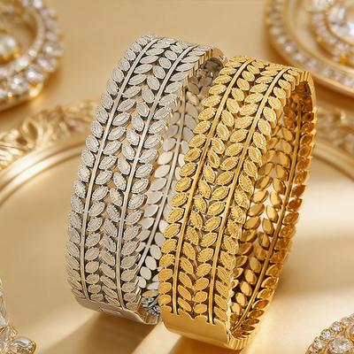 Light Luxury and High-end Hollow Leaf Wide Version Bracelet