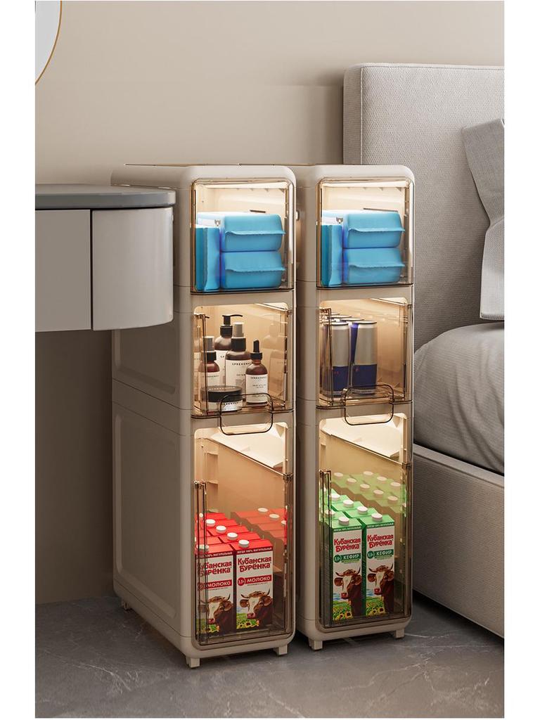 Ultra-Narrow Multi-Layer Crevice Storage Cabinet for Bathroom or Kitchen