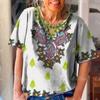 Summer Women's T-Shirts 3d Print Ethnic Style Vintage Short Sleeve Vintage Tees Casual Woman Clothing Harajuku Oversized Tops