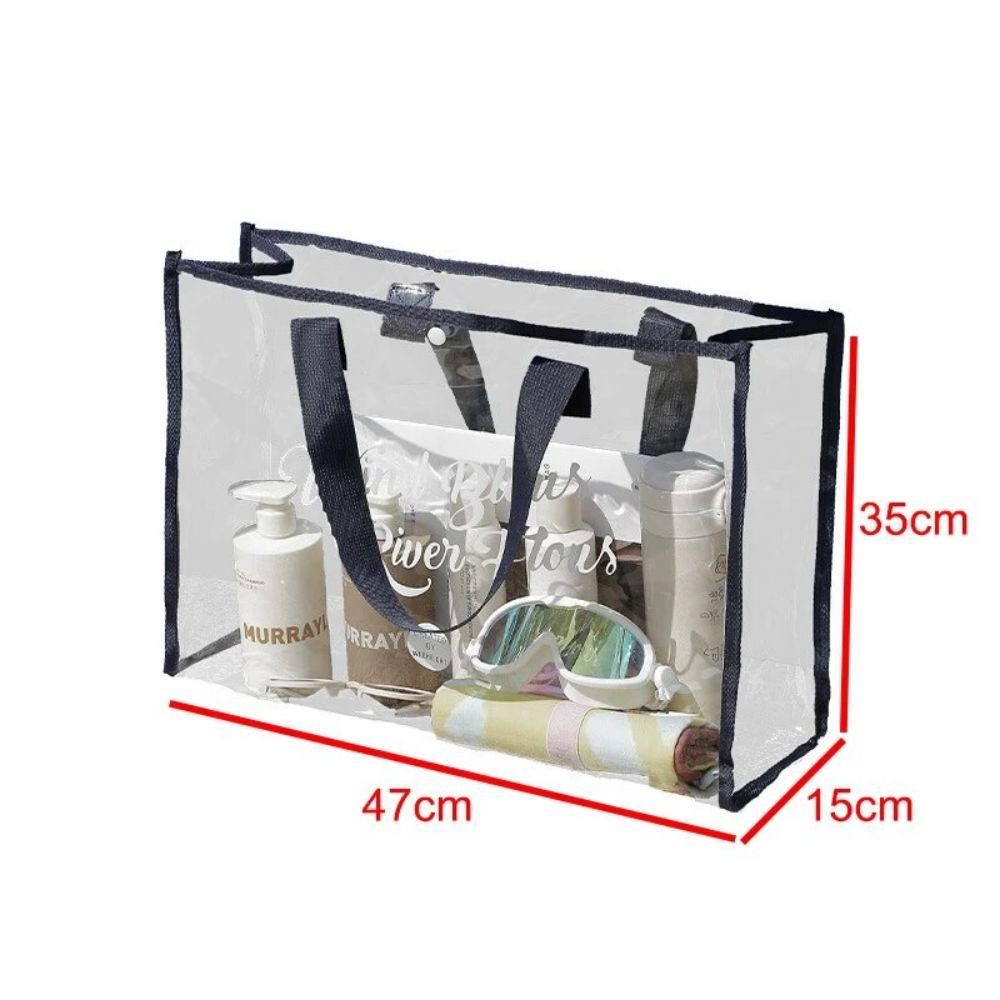 1PC Transparent Waterproof Portable Cosmetic Bag Transparent Travel Bag Fashionable PVC Beach Bag