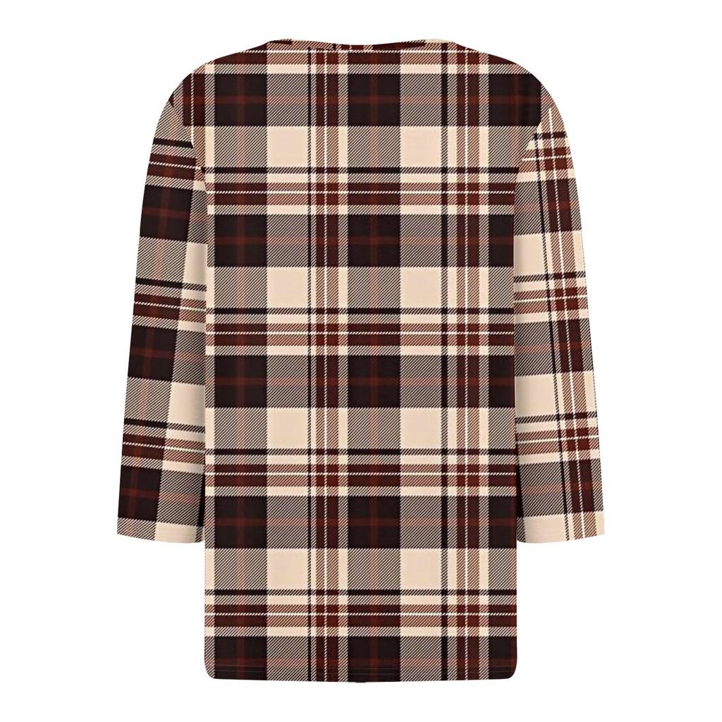 Damen T-Shirt Tee Bedruckt Knopf 3/4 Ärmel Tunika Täglich Wochenende Mode Basic V-Ausschnitt Reguläres Oberteil