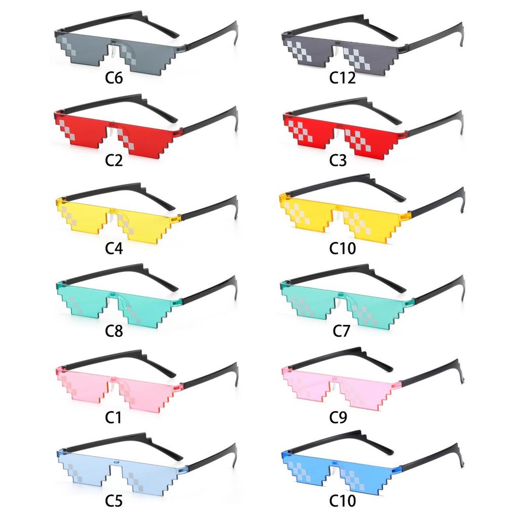 Halloween Pixelated Mosaic Glasses Cosplay Gamer Robot Sunglasses Party Glasses  for Men & Women