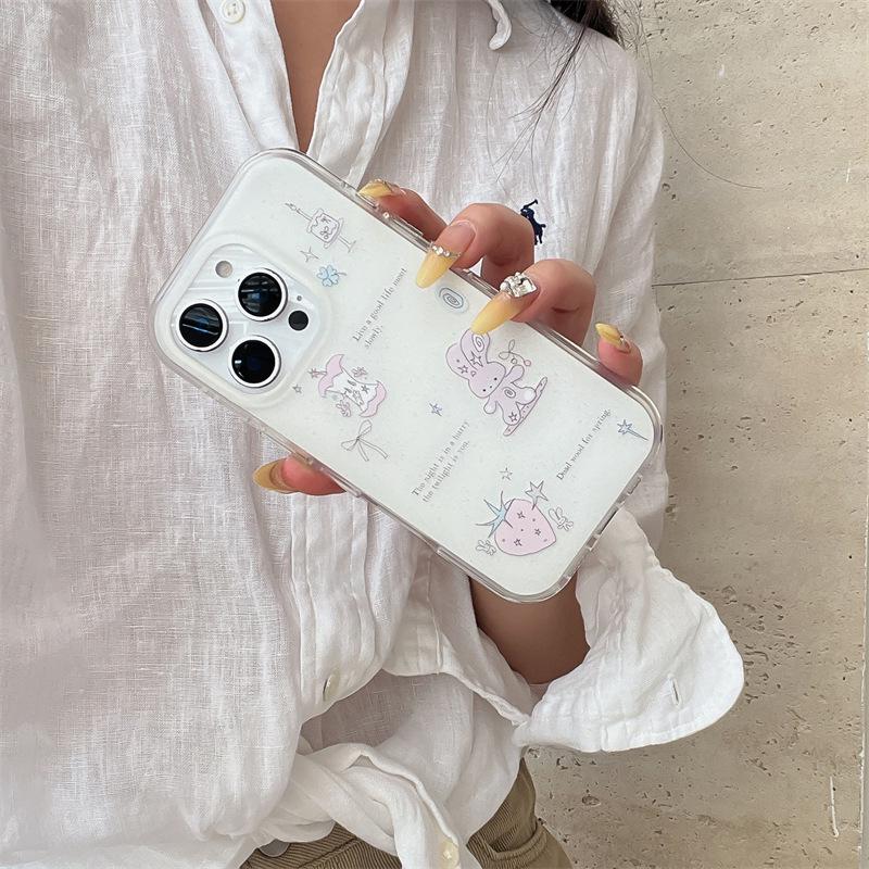 Korejský roztomilý zvířecí ilustrační pouzdro na iPhone: Kompatibilní s iPhone 17 Pro Max, iPhone 16 a iPhone 15/14 Dvojvrstvý 13.