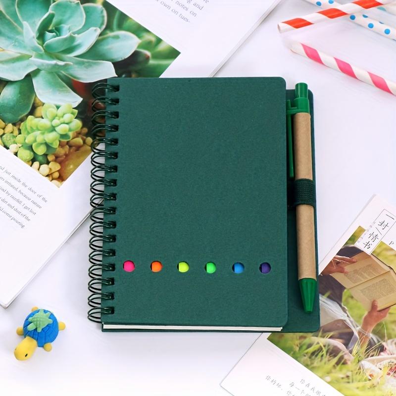 1 Notepad Set with Colored Post-it Notes,Coil Notebook,Transparent Index Stickers,Loose-leaf Sticker Notebook and a Ballpoint Pen - Ideal for Students