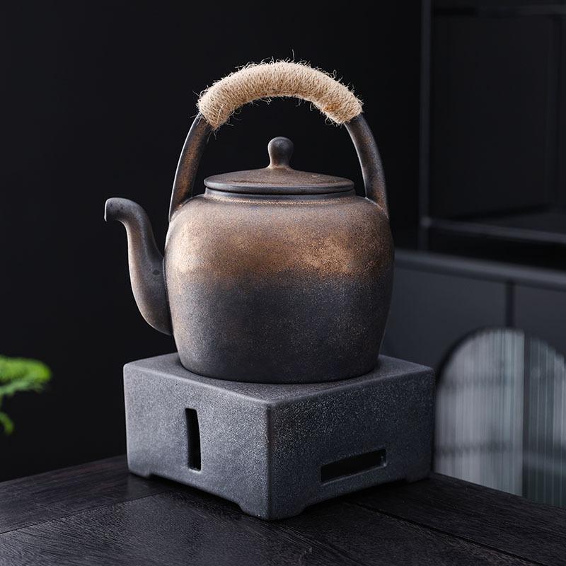 Japanese-style coarse pottery warm tea stove, small stove, candle to make tea, thermal insulation, tea brewer, tea stove tea set