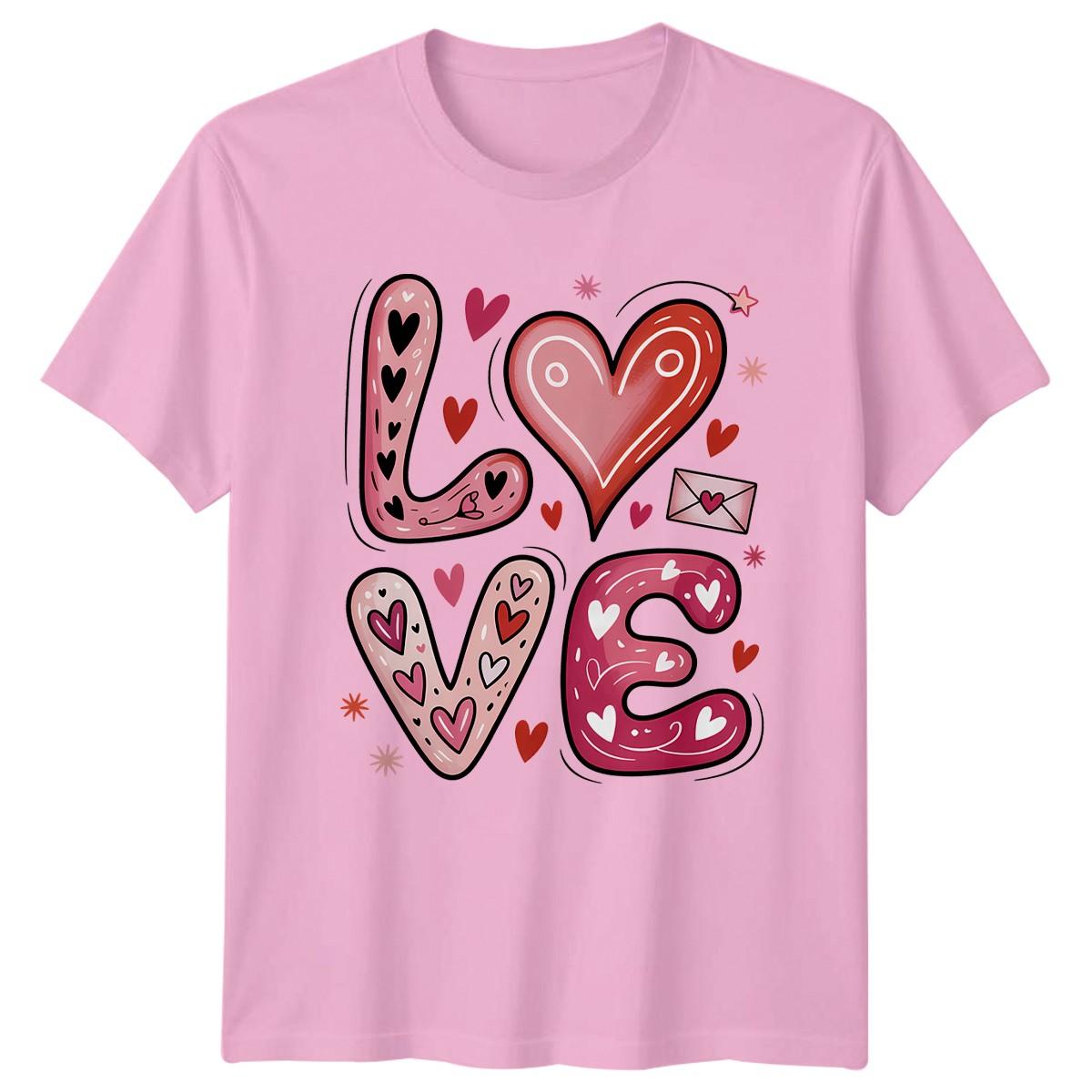 Stylized Love Heart Doodle Design T-Shirt Valentines Day Romance Gift For Him L