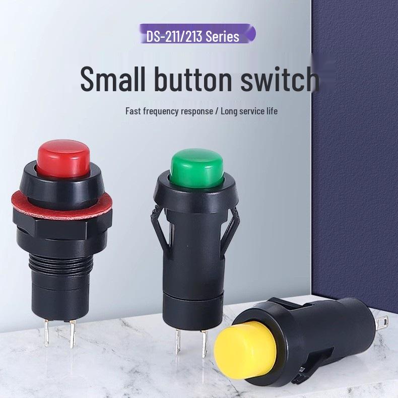 Round Red/Green Button Switch with Locking, Non-Locking & Self-Reset, 10mm Hole (DS-211/213)