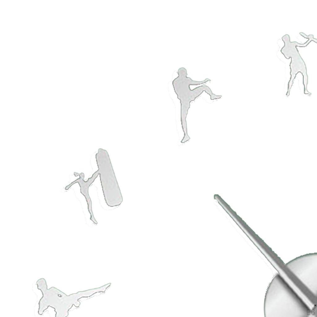 3D Large Wall Clock DIY, Non Ticking Watch Clocks Mirror Stickers Art Acrylic Karate Taekwondo