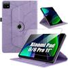 Case + Tempered Glass for Xiaomi Pad 6 / 6 Pro, Shockproof 360° Rotating Synthetic Leather Purple Tree Pattern