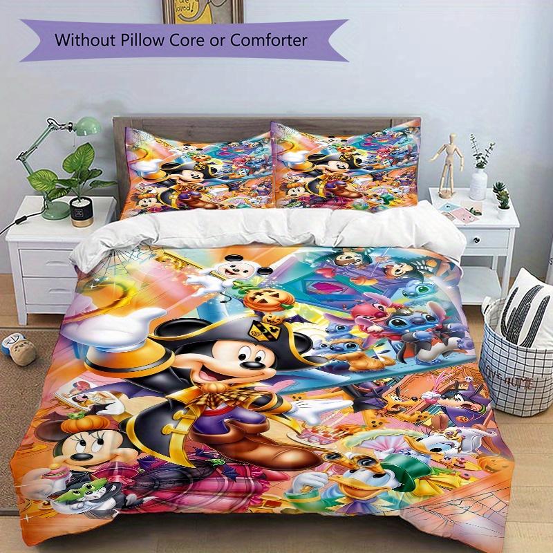 3pcs Mickey and Minnie Halloween Night Theme Bedding Set, Including 1 Quilt Cover and 2 Pillow Shams