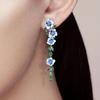Luxury Romantic Enamel Flower Earrings Women Elegant Delicate Blue Trumpet Flower Long Aesthetic Earrings Wedding Party Gifts