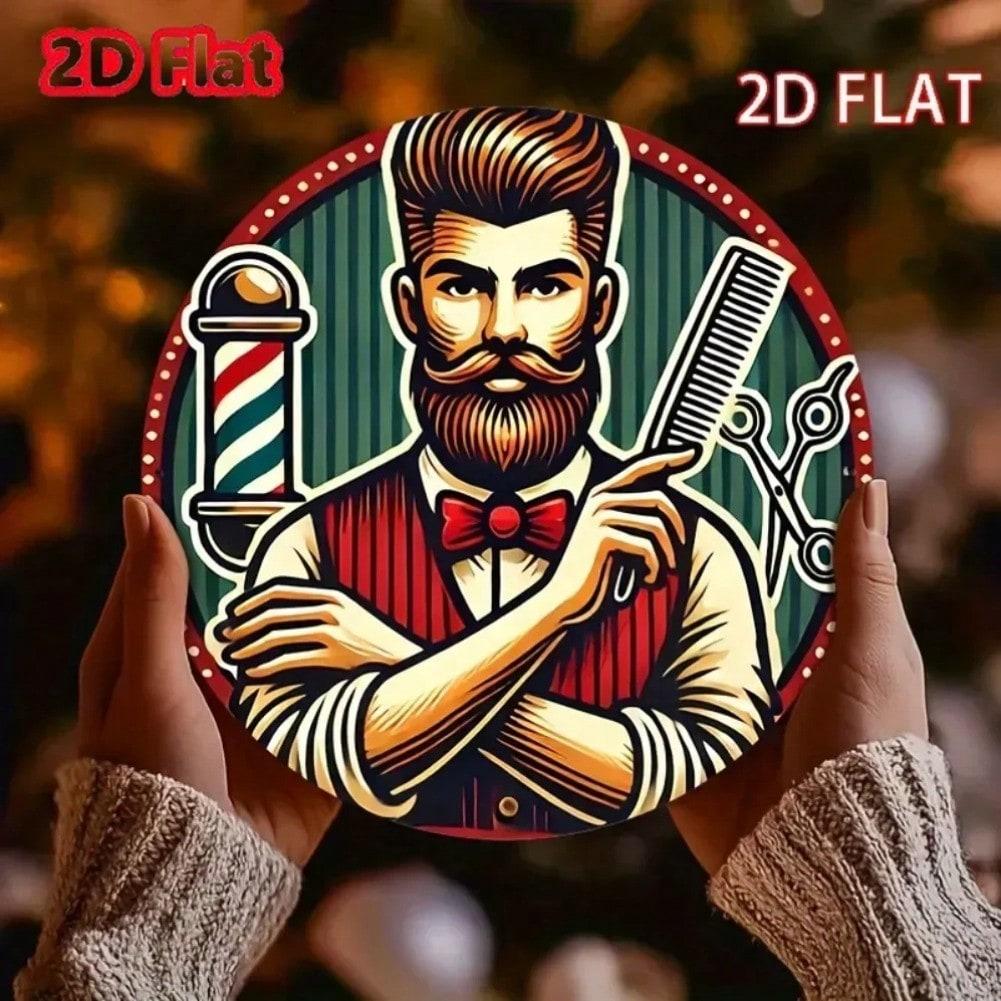 Винтажный парикмахерский шест Железный настенный декор 8x8 дюймов Круглая ретро вывеска для дома Бара Комнаты 20x20