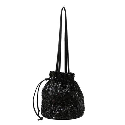 Lapimou Party Bag, Sequined, Sparkly Silver, Mini, Small Shoulder Bag for Women, Perfect for Weddings, Yukata, Coming-of-Age Ceremonies, and Hakama
