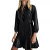 Party Wear Dress Handmade Fashionable Stylish Casual Women's Black Genuine Leather