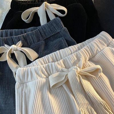 Damen Cord Schlaghose mit Kordelzug, Hoher Bund, Schlankmachend, Lässig, Vielseitig, für Frühling/Herbst 2024.