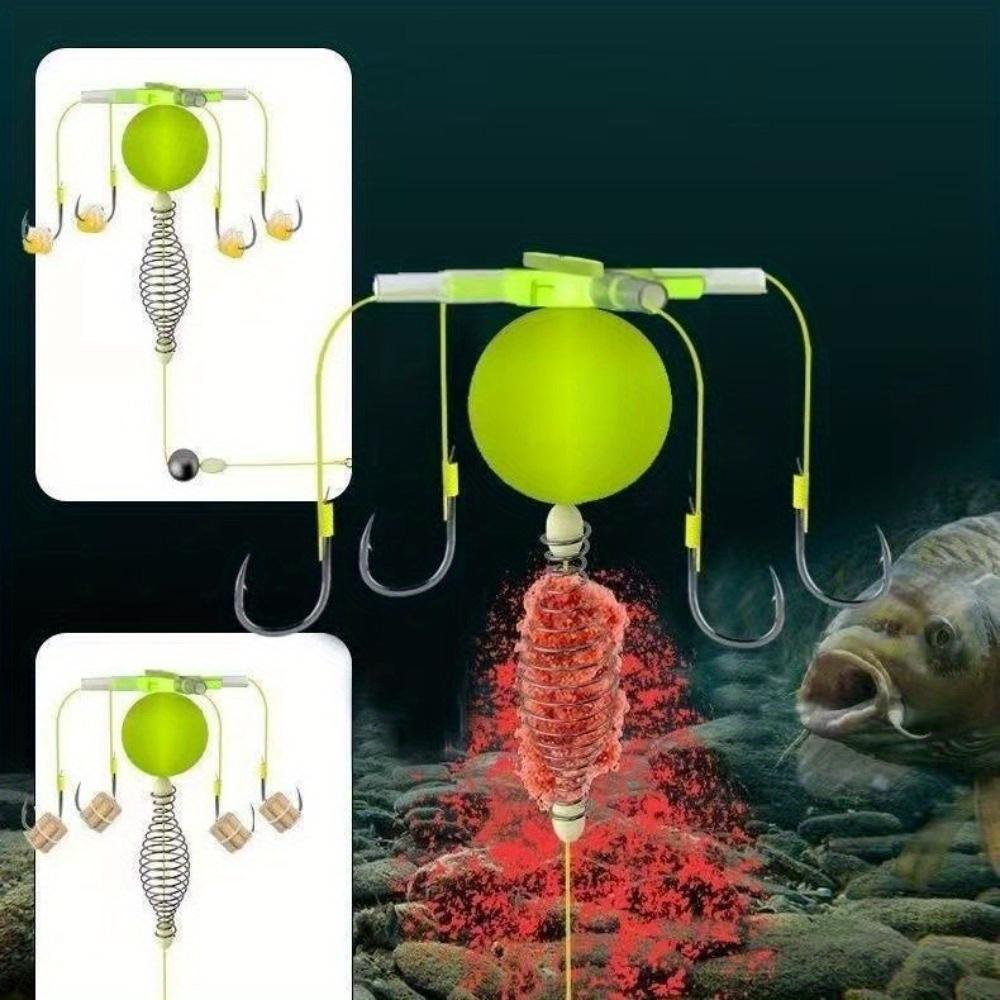 2025 String Hook Fishing Bait Cage Four Hook Carbon Steel Line Group Feeder Sinker Float Sharp Fishing Spring Bait Cage Sea
