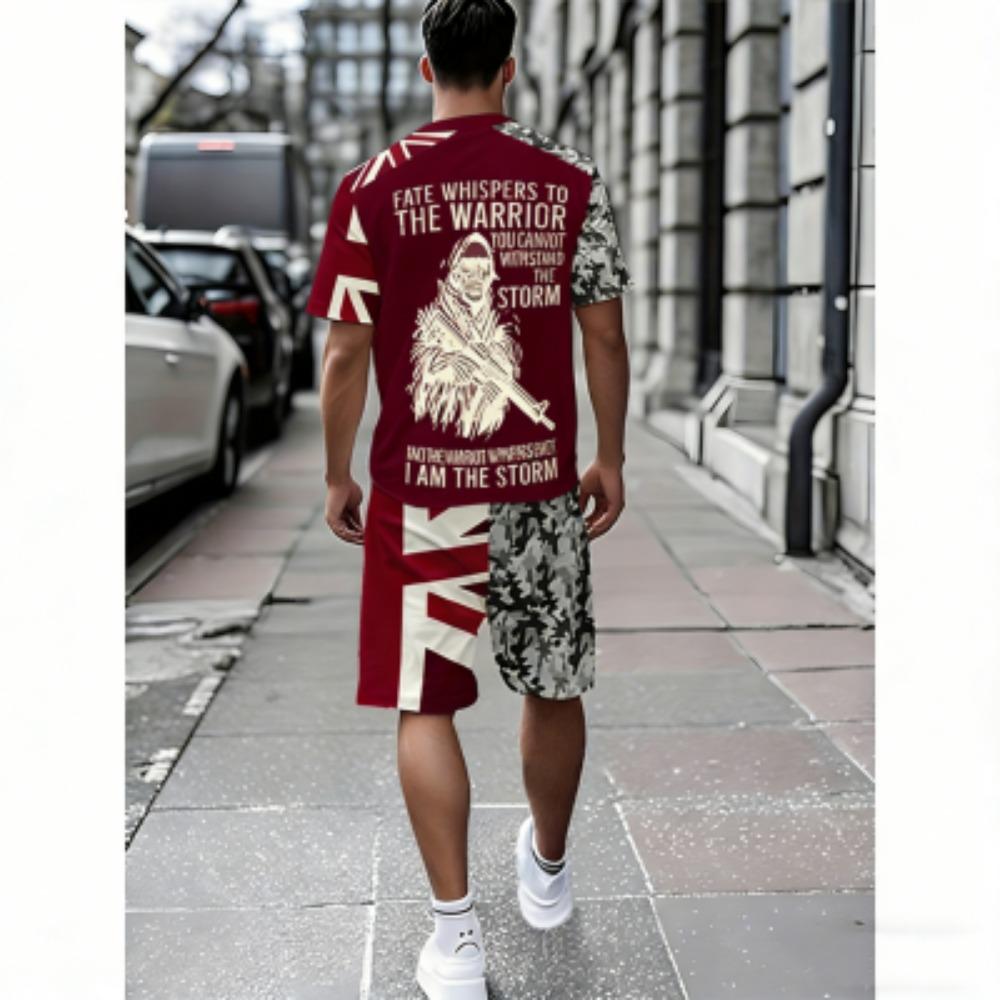 

Fashion Camouflage Men s T-shirt and Shorts 2 Piece Set Summer Casual Outdoor Men s and Women s Outfit Set XXS